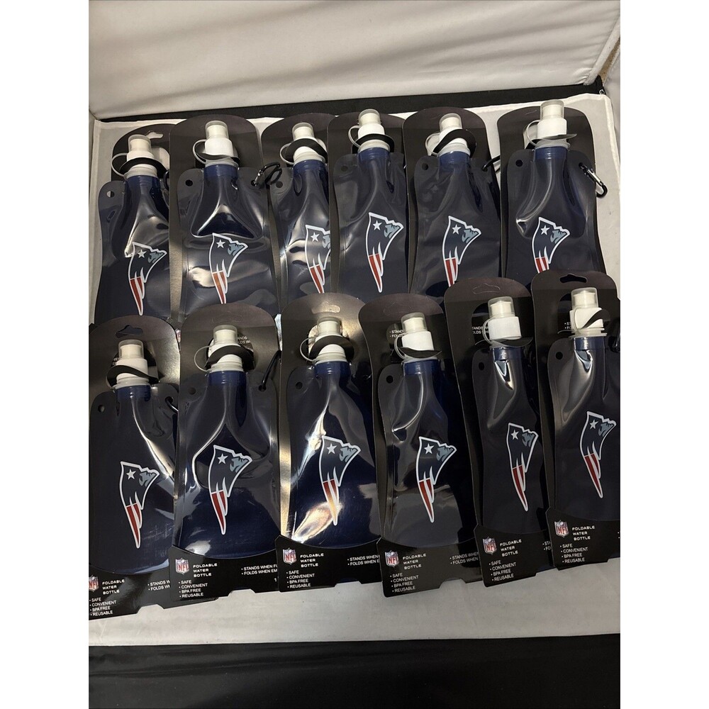 Lot Set of 12 NFL New England Patriots 16 oz Foldable Water Bottle Gameday